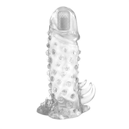 13,5 cm Klitoral Uyarıcılı Titreşimli Şeffaf Penis Kılıfı - kadikoyseksshop.com