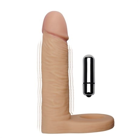 15 cm Realistik Titreşimli Anal Dildo & Penis Halkası - kadikoyseksshop.com