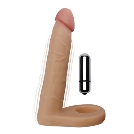 16 cm Realistik Titreşimli Anal Dildo & Penis Halkası - kadikoyseksshop.com