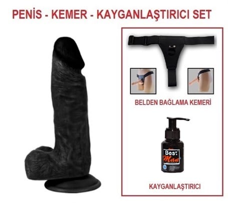 17 cm Belden Bağlamalı Realistik Dildo Zenci Penis Set - kadikoyseksshop.com