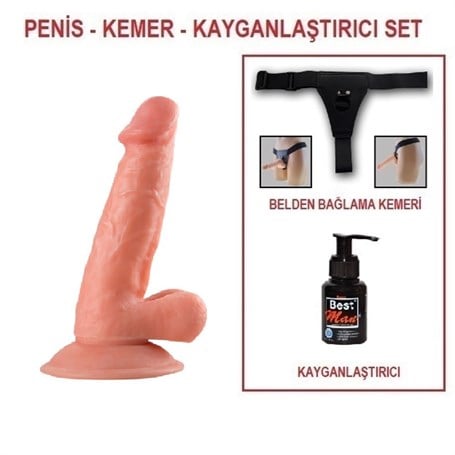 17 cm Belden Bağlamalı Realistik Vantuzlu Dildo Penis - kadikoyseksshop.com