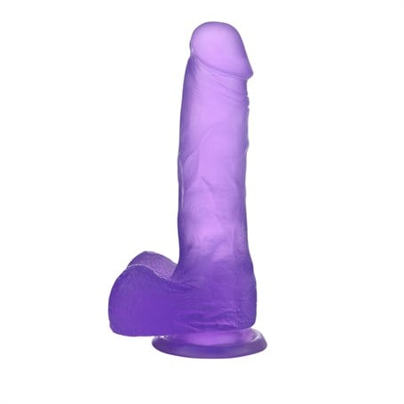 17,5 cm Şeffaf Realistik Damarlı Vantuzlu Mor Dildo Penis - kadikoyseksshop.com