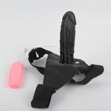 18 cm Belden Bağlamalı İçi Boş Titreşimli Testissiz Protez Zenci Penis - kadikoyseksshop.com