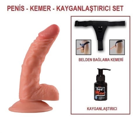 18 cm Belden Bağlamalı Realistik Vantuzlu Dildo Penis - kadikoyseksshop.com