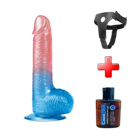 19 cm Belden Bağlamalı Çift Renkli Realistik Vantuzlu Dildo Penis - kadikoyseksshop.com