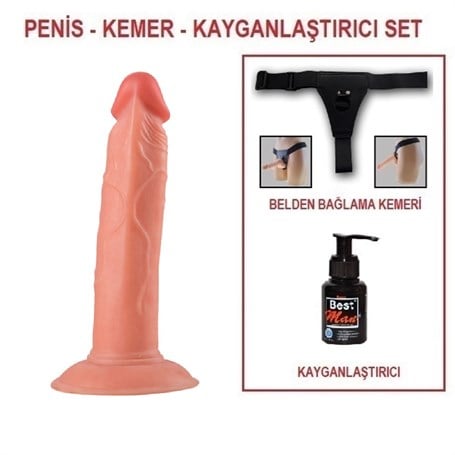 19 cm Belden Bağlamalı Realistik Vantuzlu Testissiz Dildo Penis - kadikoyseksshop.com