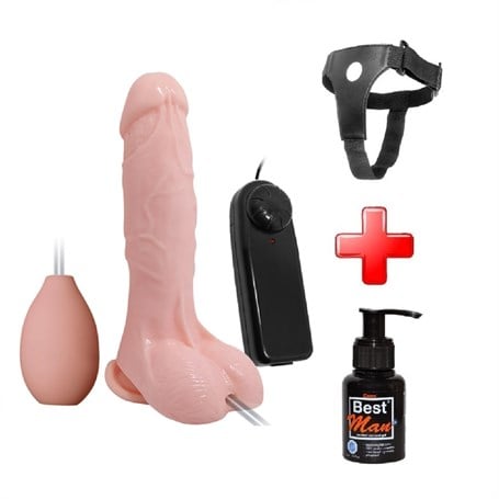 19,3 cm Belden Bağlamalı Su Fışkırtmalı Realistik Titreşimli Penis Anal Vajinal Dildo Mastürbatör - kadikoyseksshop.com