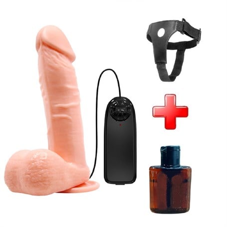 19,5 cm Belden Bağlamalı Gerçekçi Titreşimli Dildo Vibratör Penis - kadikoyseksshop.com