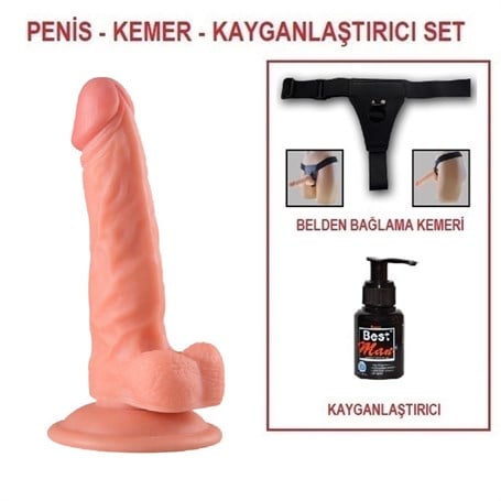 19,5 cm Belden Bağlamalı Realistik Vantuzlu Dildo Penis - kadikoyseksshop.com