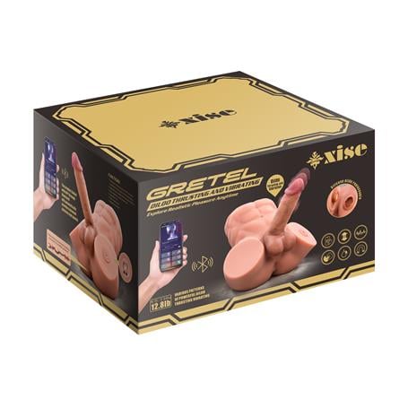 2 İşlevli Telefondan Kumandalı Realistik 24 cm İleri Geri Hareket Penisli Anal Girişli Erkek Kalça - Gretel