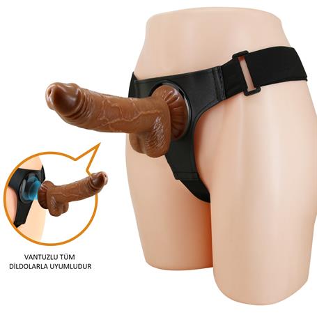 20 cm Belden Bağlamalı İçi Dolu Strapon Melez Penis - kadikoyseksshop.com