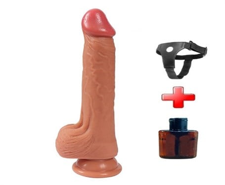 20 cm Belden Bağlamalı Yeni Nesil Çift Katmanlı Realistik Vantuzlu Dildo Penis - Jack - kadikoyseksshop.com