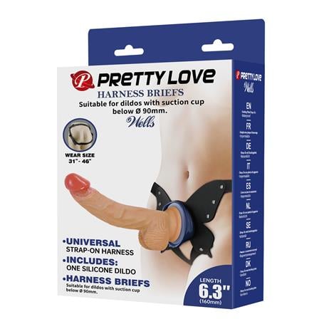 20,6 cm Belden Bağlamalı İçi Dolu Strapon Melez Penis - Wells - kadikoyseksshop.com