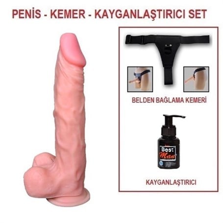 21 cm Belden Bağlamalı Gerçekçi Dildo Penis Set - kadikoyseksshop.com