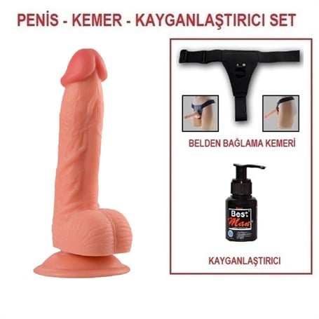 21 cm Belden Bağlamalı Realistik Vantuzlu Dildo Penis - kadikoyseksshop.com