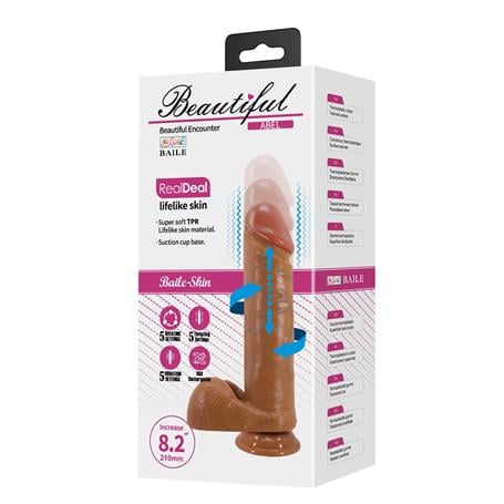 21 cm İleri Geri & Rotasyon Hareketli Titreşimli Gerçekçi Vantuzlu Melez Penis - Abel - kadikoyseksshop.com