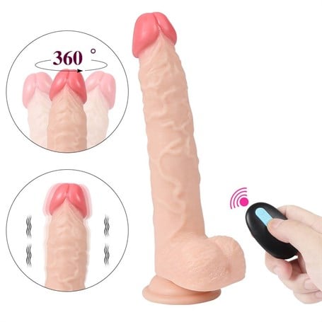 23 cm Oynar Başlı Uzaktan Kumandalı Titreşimli Dildo - Jeff - kadikoyseksshop.com