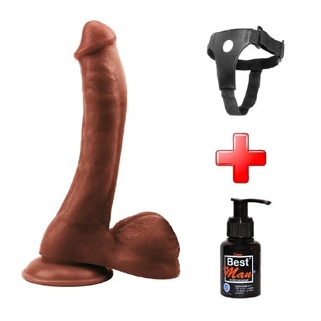 24 cm Belden Bağlamalı Realistik Vantuzlu Melez Dildo Penis - kadikoyseksshop.com