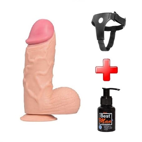 24,5 cm Belden Bağlamalı Vantuzlu Realistik Penis Anal Vajinal Dildo - kadikoyseksshop.com