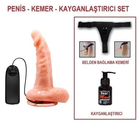 17 cm Belden Bağlamalı Gerçekçi Titreşimli Dildo Vibratör Penis - kadikoyseksshop.com