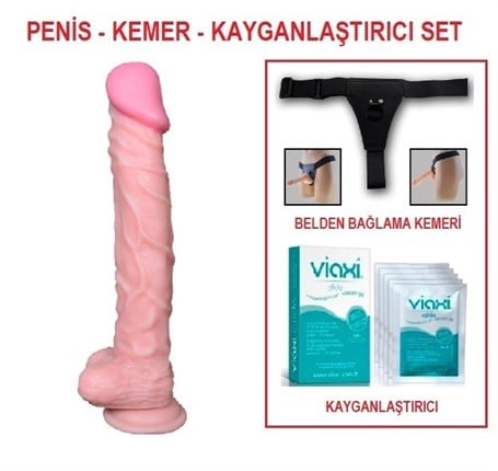 25 cm Belden Bağlamalı Realistik Dildo Penis Set - kadikoyseksshop.com