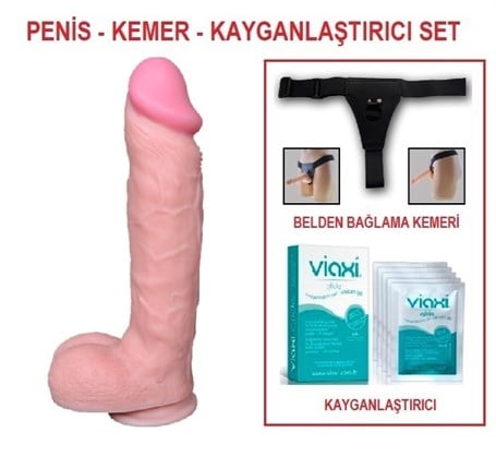 24 cm Belden Bağlamalı Realistik Dildo Penis Set - kadikoyseksshop.com