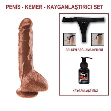 25 cm Belden Bağlamalı Realistik Vantuzlu Melez Dildo Penis - kadikoyseksshop.com