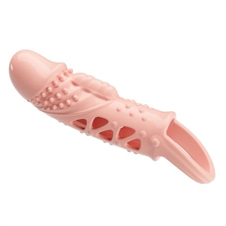 2,5 cm Dolgu Uzatmalı Titreşimli Penis Kılıfı Prezervatif Vibratör - kadikoyseksshop.com