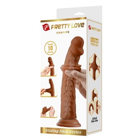 25,4 cm Yeni Nesil Çift Katmanlı Realistik Vantuzlu Testissiz Melez Dildo Penis - Sharife - kadikoyseksshop.com