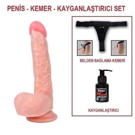 25,5 cm Belden Bağlamalı Realistik Dildo Penis Set - kadikoyseksshop.com