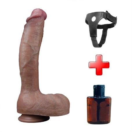 27 cm Belden Bağlamalı Yeni Nesil Çift Katmanlı Gerçekçi Kalın Dildo Penis - kadikoyseksshop.com