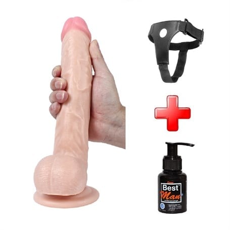 28 cm Belden Bağlamalı Realistik Dildo Penis Set - kadikoyseksshop.com