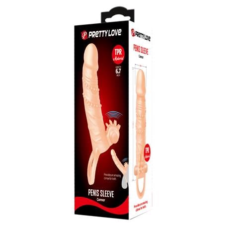 4 cm Dolgu Uzatmalı Titreşimli Penis Kılıfı Prezervatif Vibratör - Connor - kadikoyseksshop.com