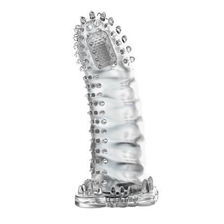 4 cm Uzatmalı Eğik Titreşimli Şeffaf Penis Kılıfı - kadikoyseksshop.com