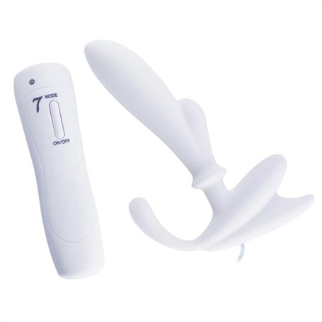 Anal & Prostat Stimulator 7 Farklı Titreşimli Anal Plug P-Spot Vibratör Beyaz - kadikoyseksshop.com