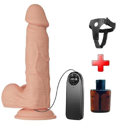 Belden Bağlamalı 21,8 cm Titreşimli Gerçekçi Kalın Dildo Penis - Bahamut - kadikoyseksshop.com