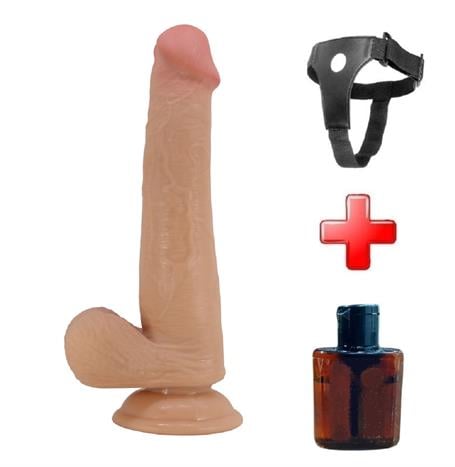 Belden Bağlamalı 22 cm Yeni Nesil Çift Katmanlı Realistik Vantuzlu Dildo Penis - Tallen - kadikoyseksshop.com