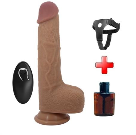 Belden Bağlamalı 22,5 cm İleri Geri Hareketli Uzaktan Kumandalı Manyetik Şarjlı Gerçekçi Vantuzlu Melez Penis - Tommy - kadikoyseksshop.com