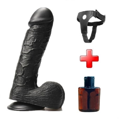 Belden Bağlamalı 24 cm Dev Boy Realistik Vantuzlu Zenci Dildo Penis - kadikoyseksshop.com