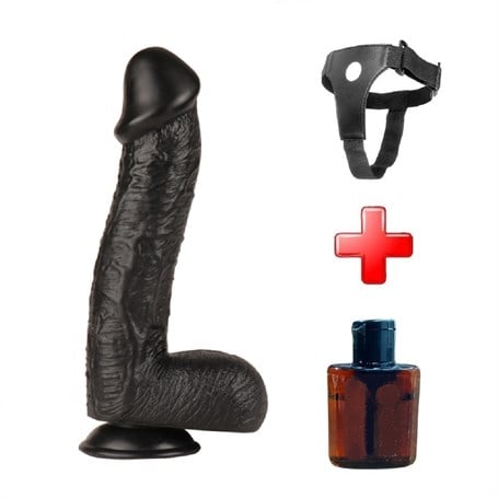 Belden Bağlamalı 27,5 cm Dev Boy Realistik Vantuzlu Zenci Dildo Penis - kadikoyseksshop.com