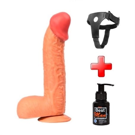 Belden Bağlamalı 27,5 cm Dev Boy Realistik Vantuzlu Dildo Penis - kadikoyseksshop.com