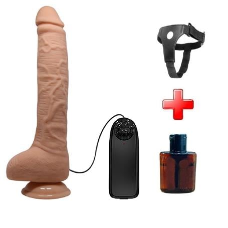 Belden Bağlamalı 28 cm Titreşimli Gerçekçi Kalın Dildo Penis - Dick - kadikoyseksshop.com