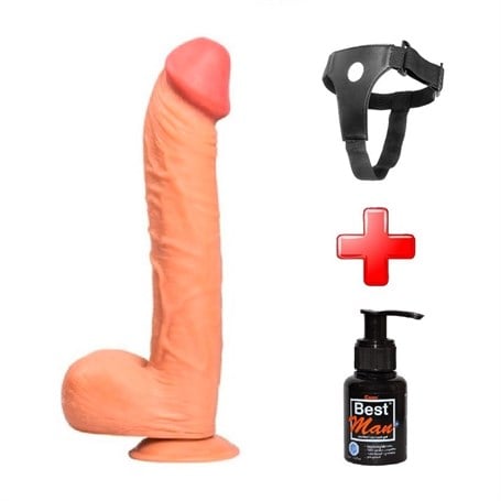 Belden Bağlamalı 31,5 cm Dev Boy Realistik Vantuzlu Dildo Penis - kadikoyseksshop.com