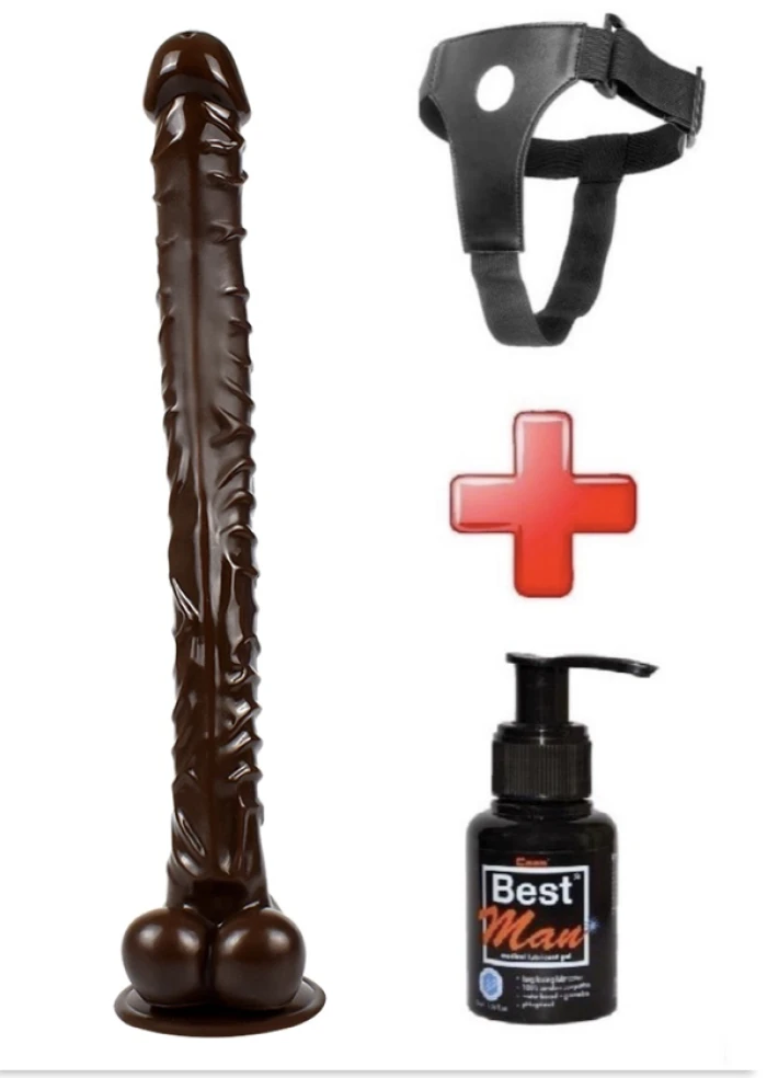 Belden Bağlamalı 40 cm Gerçekçi Uzun & Kalın Dildo Penis - kadikoyseksshop.com