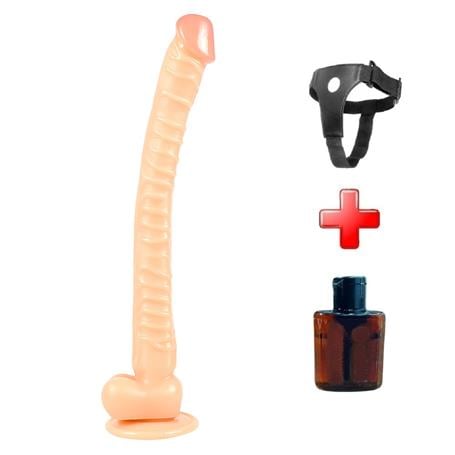 Belden Bağlamalı 40 cm Gerçekçi Uzun & Kalın Dildo Penis - kadikoyseksshop.com