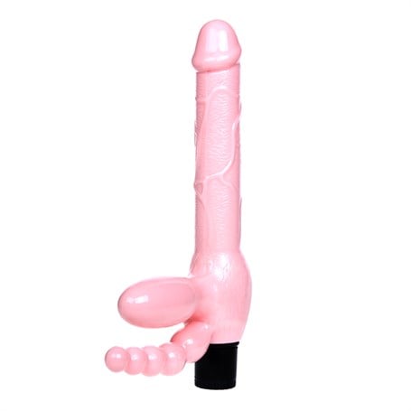 Çift Taraflı Strapon Belden Bağlamalı G-Spot Vibratör Anal Plug - kadikoyseksshop.com