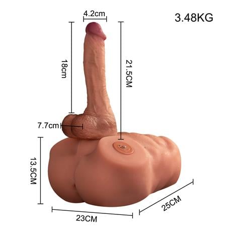 2 İşlevli Realistik 21,5 cm İleri Geri Hareket Penisli Anal Girişli Erkek Kalça - Jonah