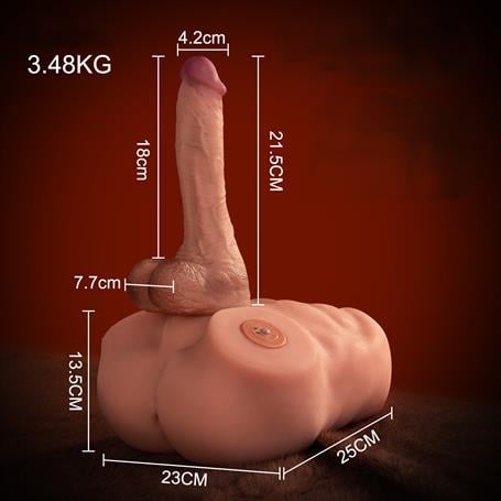 2 İşlevli Realistik 21,5 cm İleri Geri Hareket Penisli Anal Girişli Erkek Kalça - Jonah