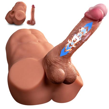 2 İşlevli Realistik 21,5 cm İleri Geri Hareket Penisli Anal Girişli Erkek Kalça - Jonah