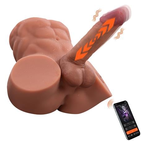 2 İşlevli Telefondan Kumandalı Realistik 24 cm İleri Geri Hareket Penisli Anal Girişli Erkek Kalça - Gretel
